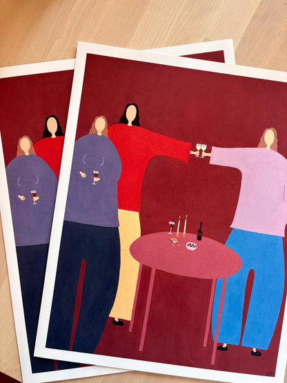Olives, candles, and wine print